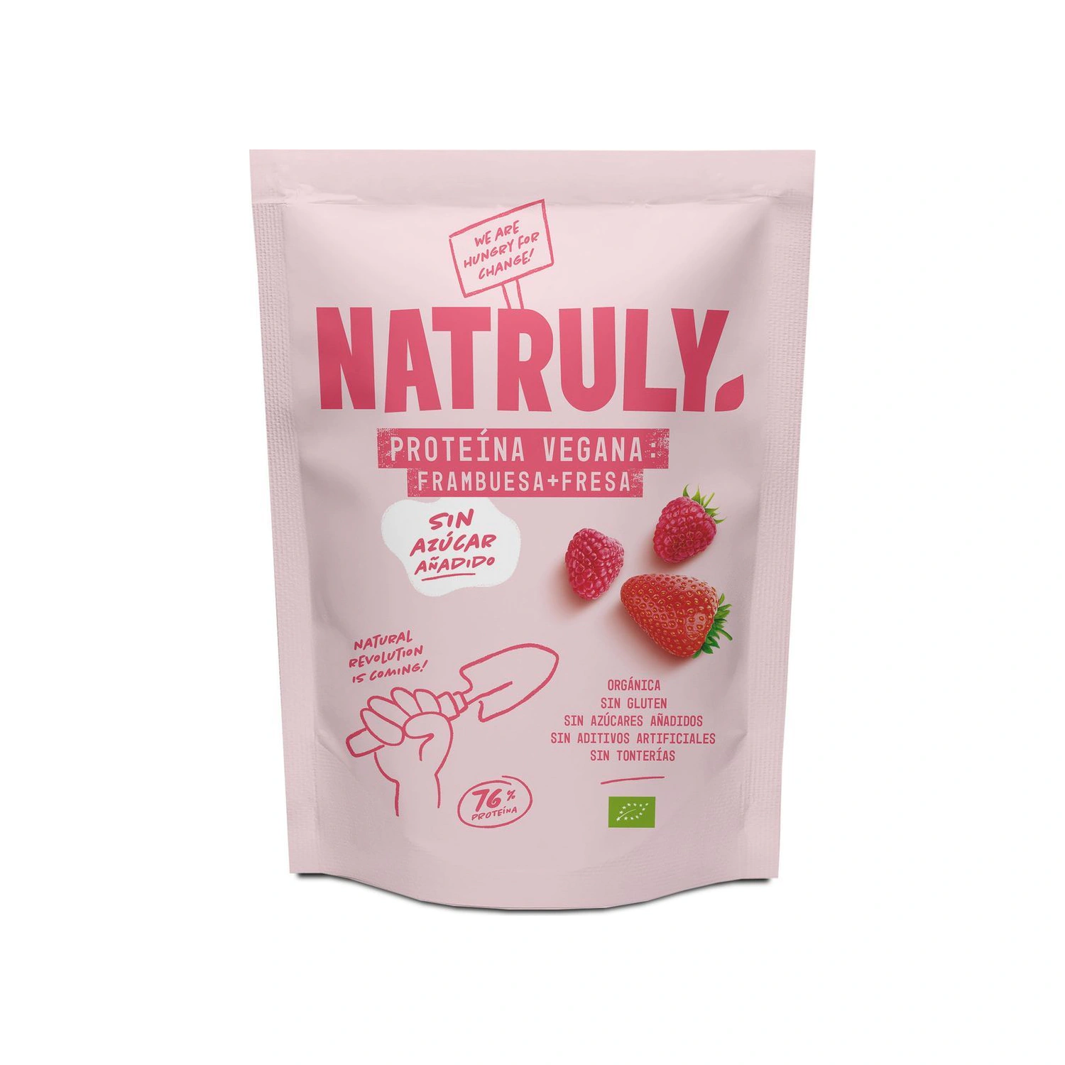 Proteína vegana de frambuesa y fresa Bio 350 g Natruly