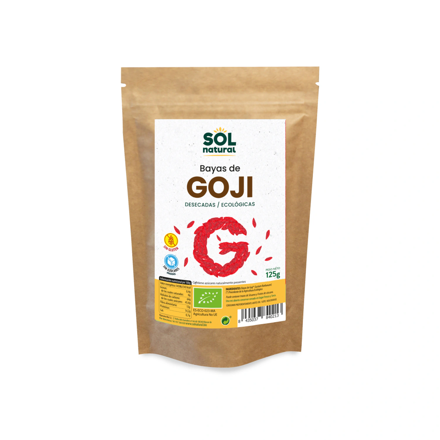 Bayas de goji Bio 125 g Sol Natural