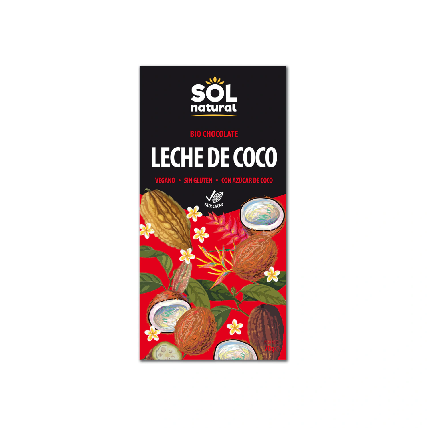 Tableta de chocolate con leche de coco Bio 70 g Sol Natural