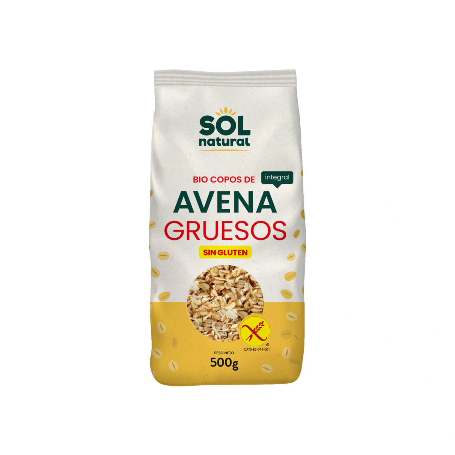 Copos de avena integral gruesos sin gluten Bio 500 g Sol Natural