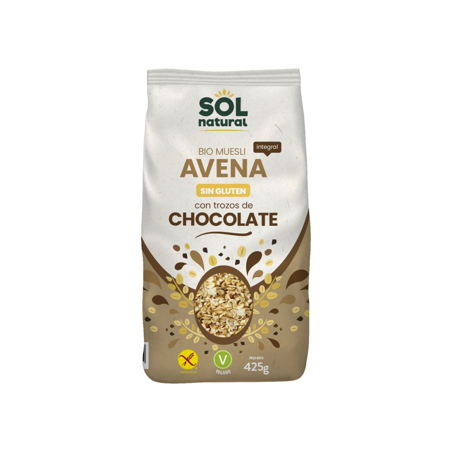 Muesli de avena con chocolate sin gluten Bio 425 g Sol Natural