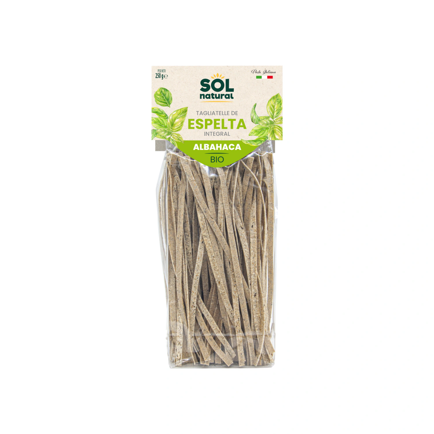 Tagliatelle de espelta integral con albahaca Bio 250 g Sol Natural