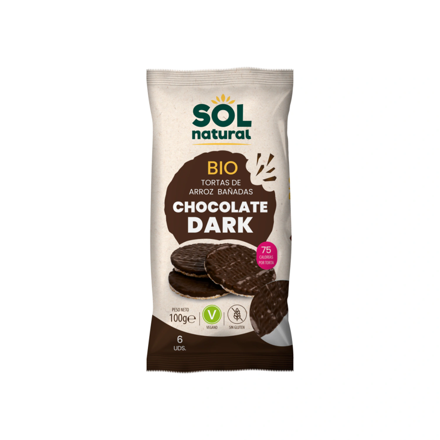Tortas de arroz con chocolate negro Bio 100 g Sol Natural