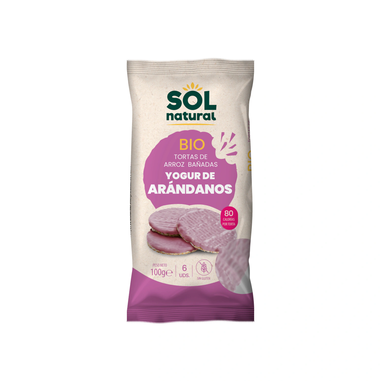 Tortas de arroz con yogur y arándanos Bio 100 g Sol Natural