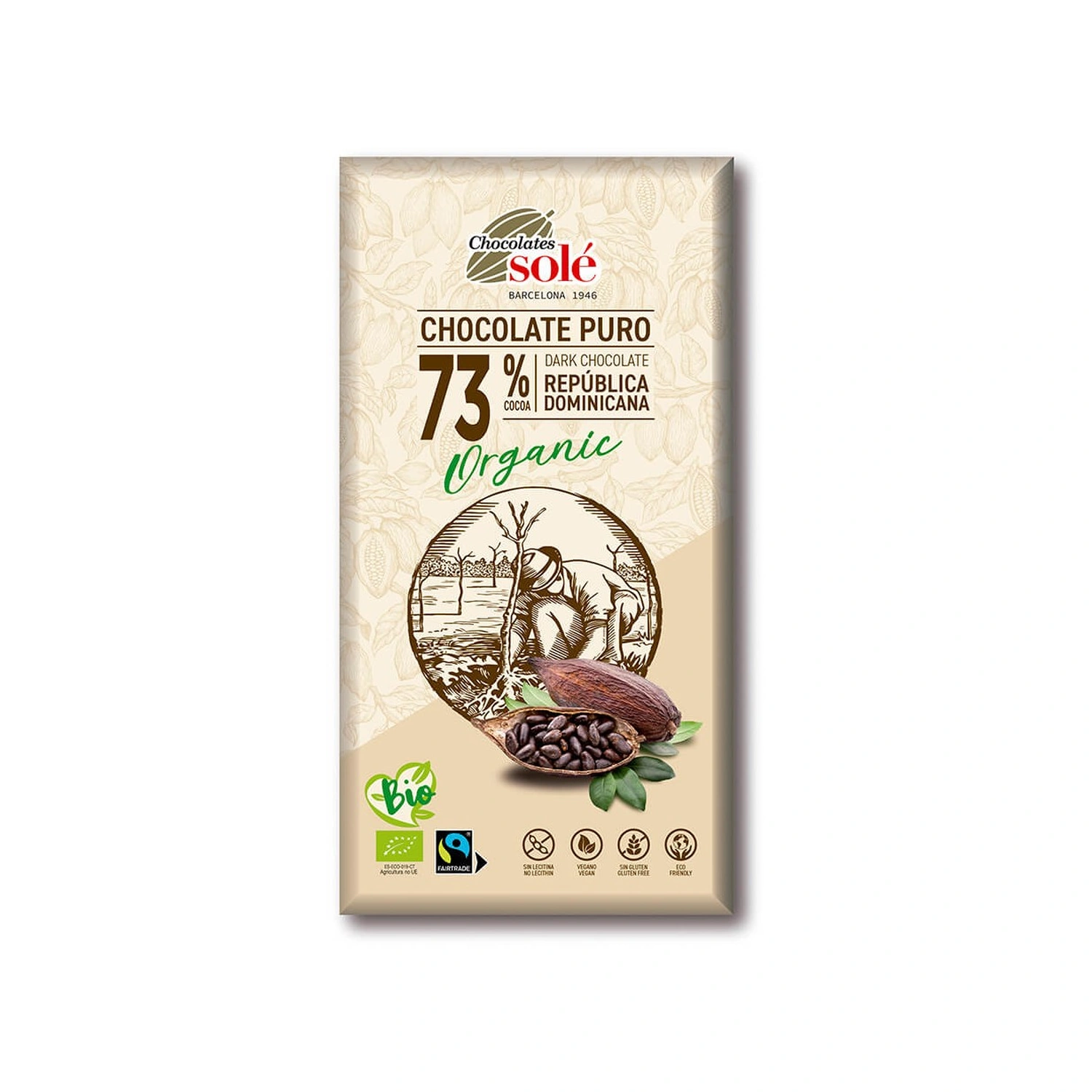[VB000959] Chocolate negro 73% cacao Bio 100 g Chocolates Solé