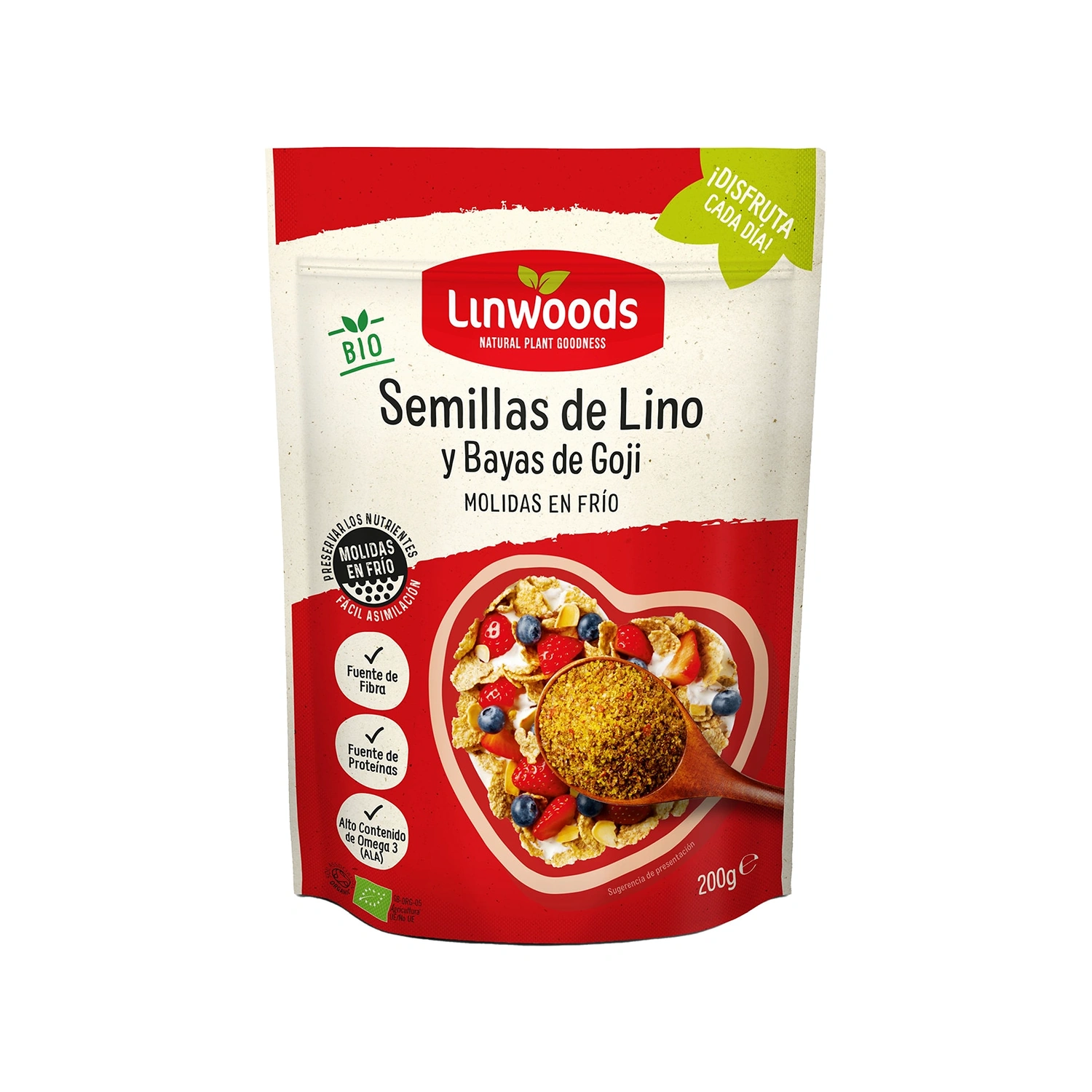 [VB000990] Semillas de lino y bayas de goji molidas Bio 200 g Linwoods