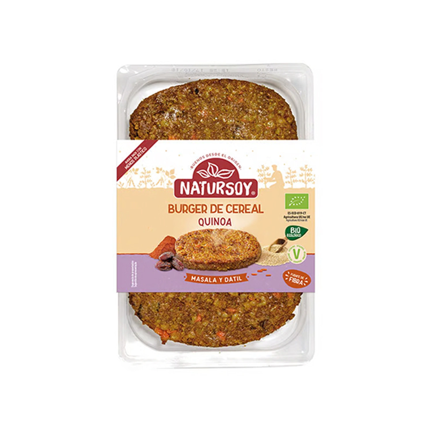 Hamburguesa de cereales con quinoa y masala Bio 160 g Natursoy