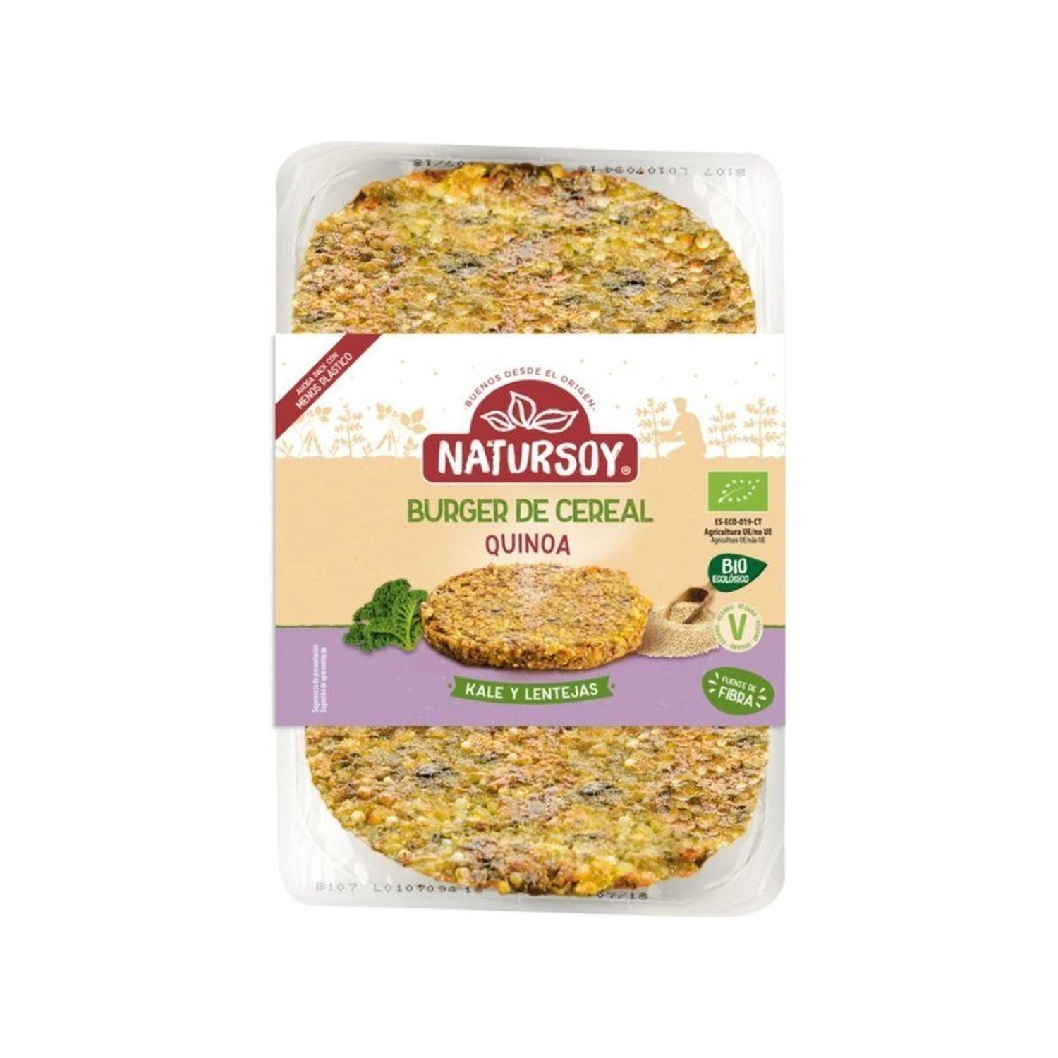 Hamburguesa de cereales con quinoa, kale y lentejas Bio 160 g Natursoy