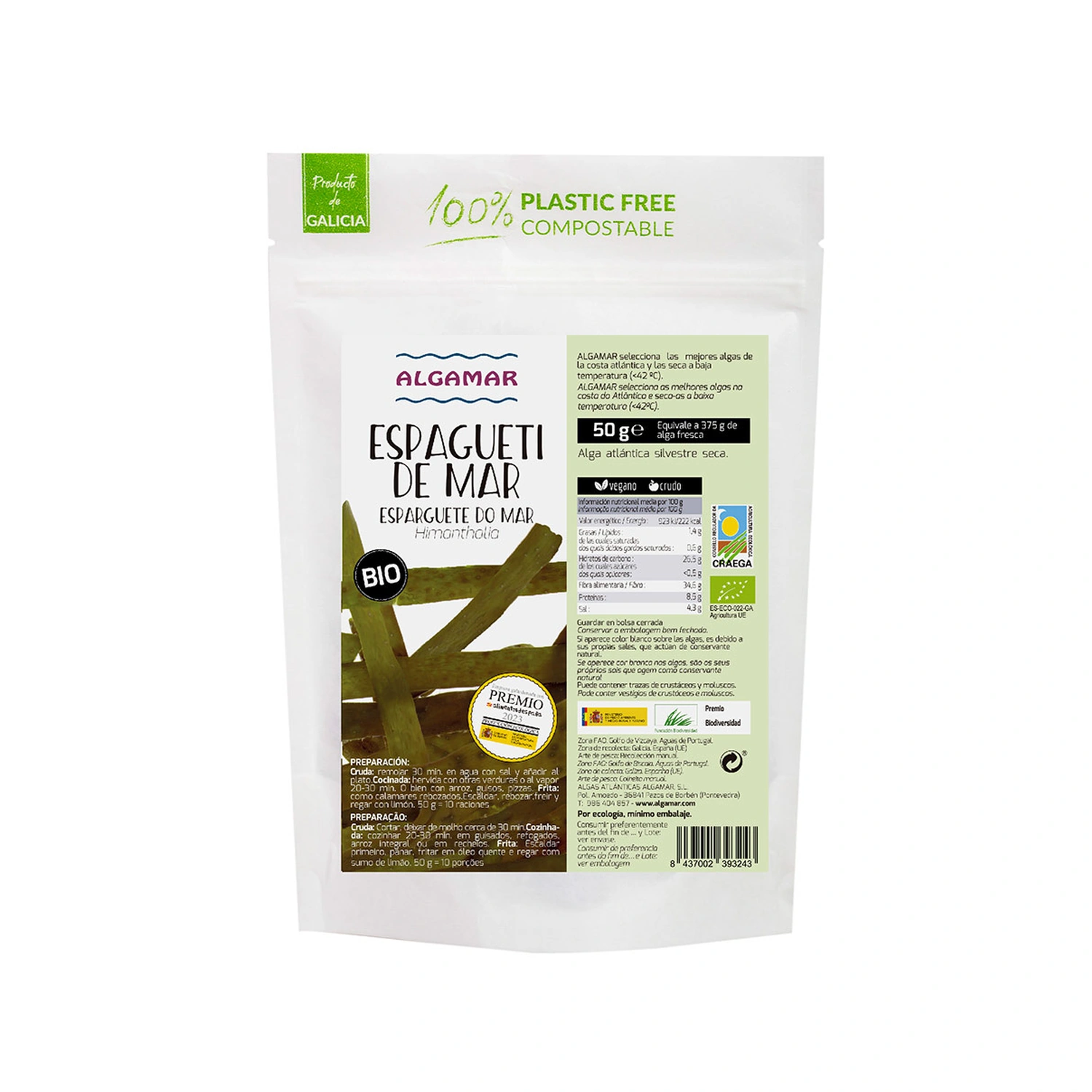 Alga espagueti de mar Bio 50 g Algamar