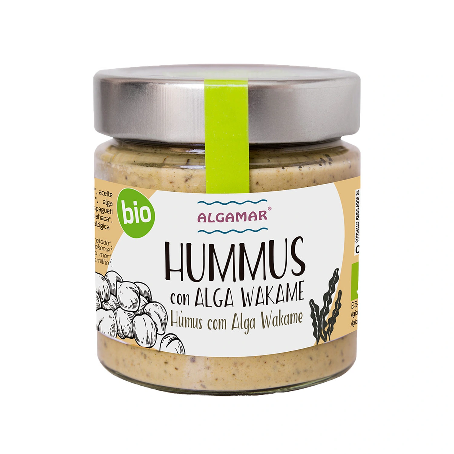 Hummus con alga wakame Bio 180 g Algamar