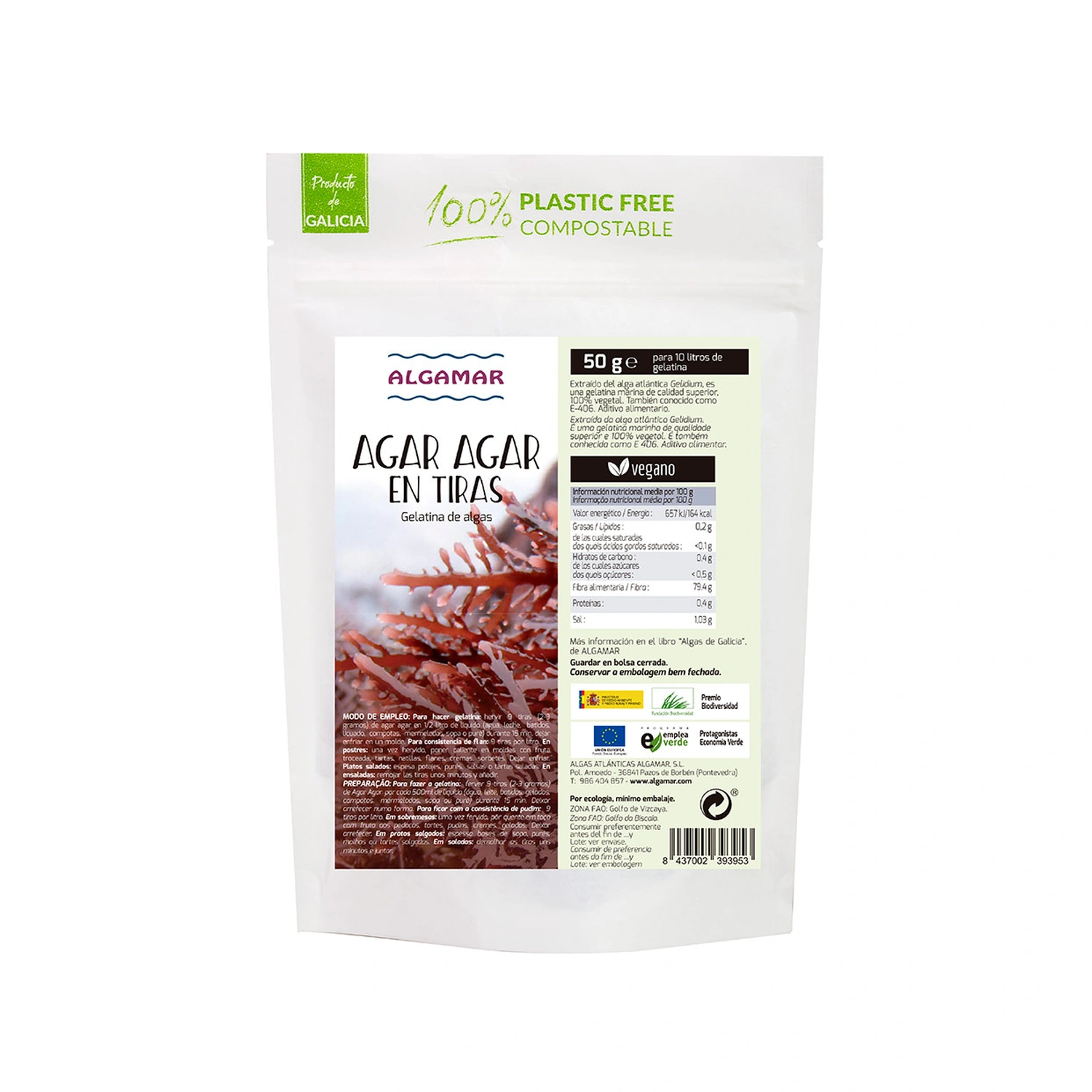 Agar-agar en tiras 50 g Algamar