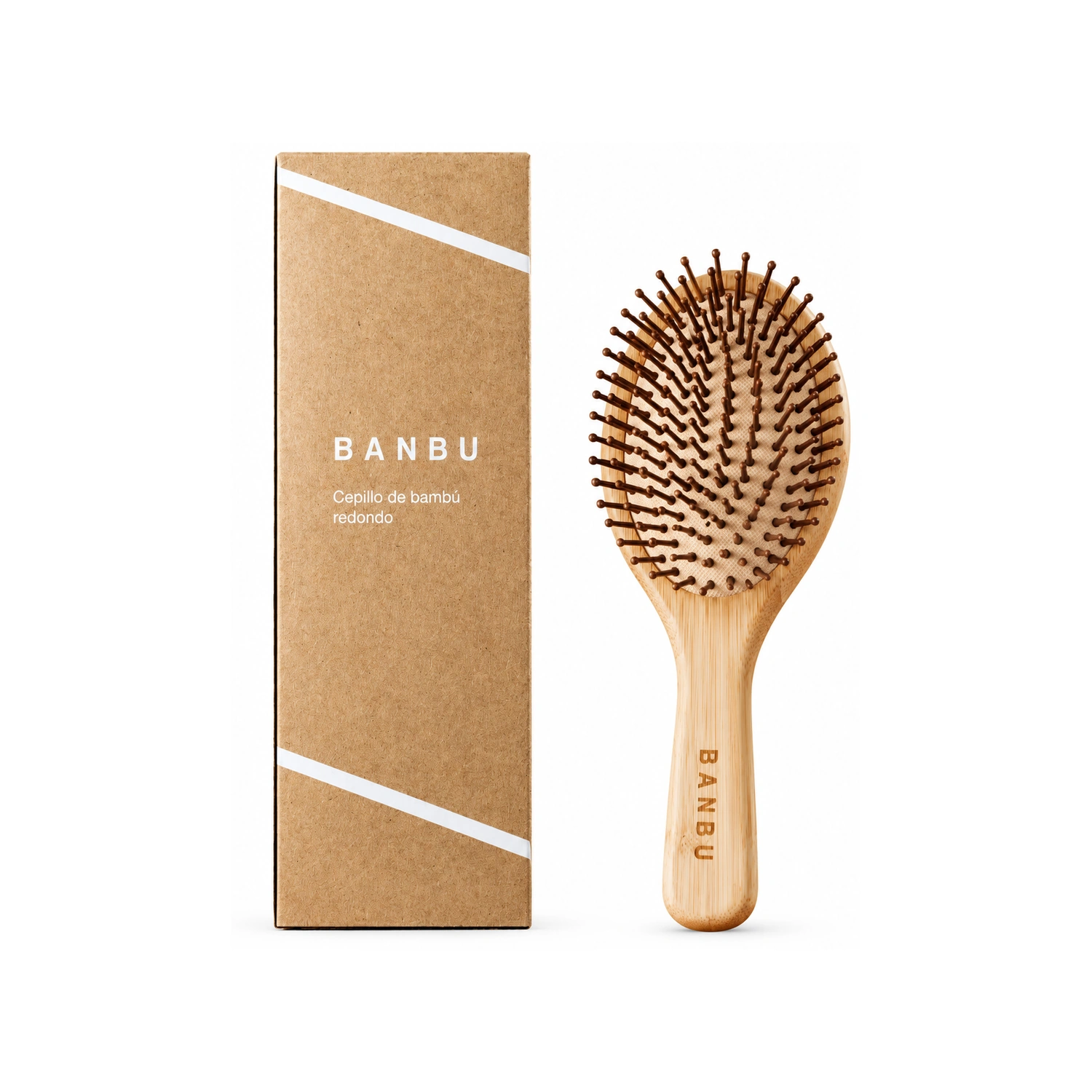 Cepillo de pelo redondo de bambú y caucho natural 1 unidad BANBU