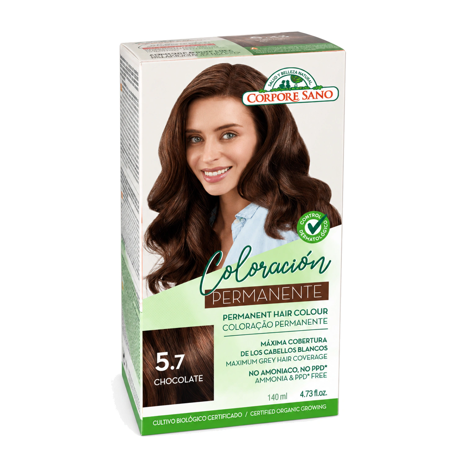 Tinte permanente Chocolate 5.7 140 ml Corpore Sano