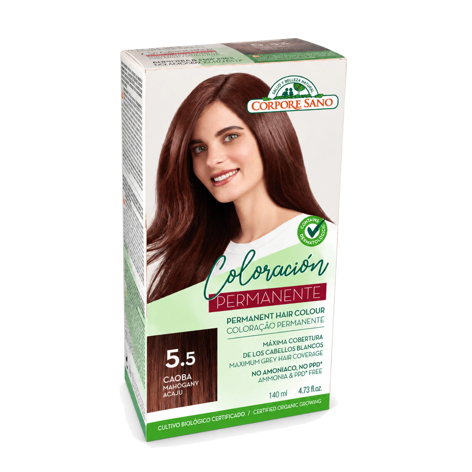 Tinte permanente Caoba 5.5 140 ml Corpore Sano