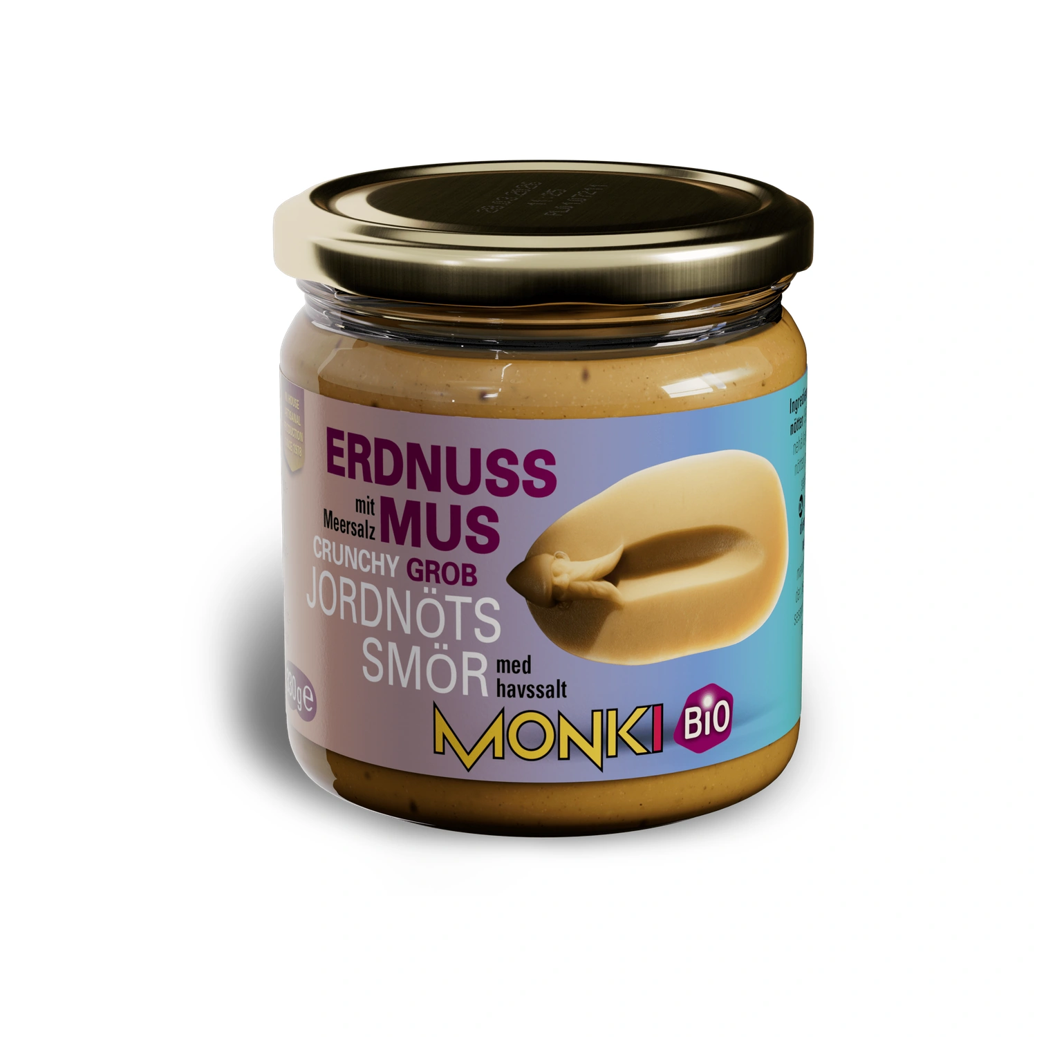 Crema de cacahuete crunchy Bio 330 g Monki